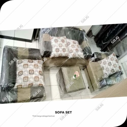 MR Sofa Thanos 211 & Meja Kaca Coklat Kombinasi