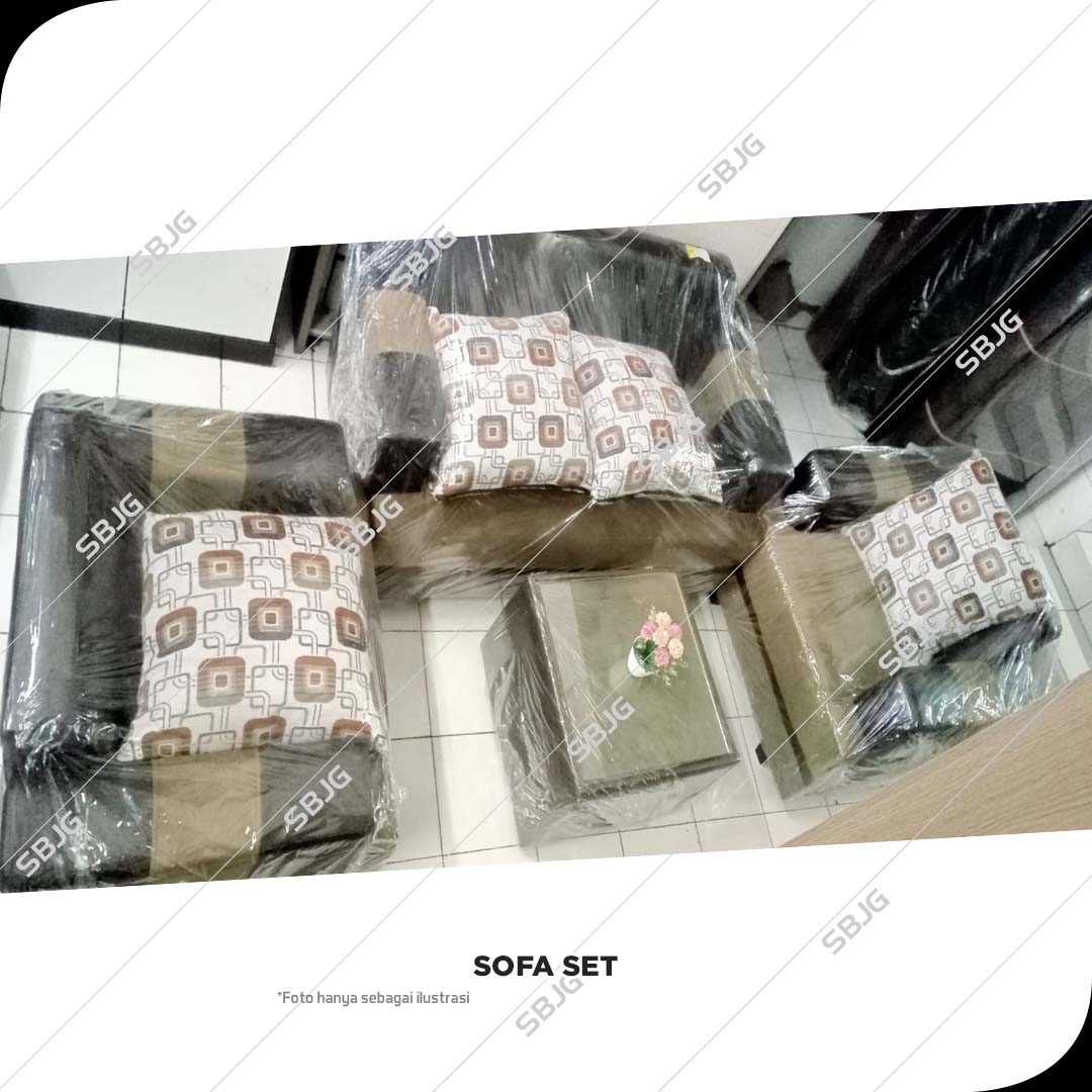 MR SOFA THANOS 211 & MEJA KACA COKLAT KOMBINASI